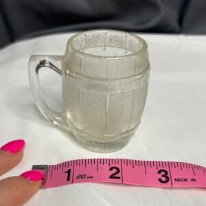 Vintage Clear Depression Glass Mini Whiskey Barrel Shot Glass w Handle